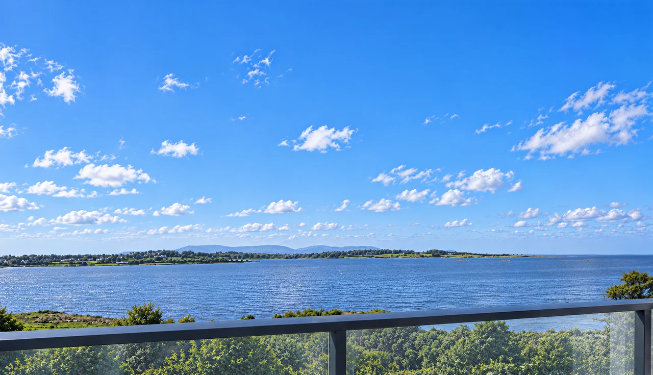 Illustrative coastal scene looking across Galway Bay from a balcony